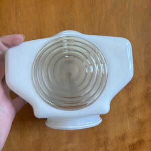 Vintage Industrial White Bathroom Fixture Lamp Globe 1940's Automobile Style